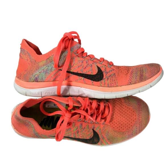 Nike Free 4.0 Flyknit Orange Hot Lava Fuchsia Running Shoes Women's Size 7.5 - Picture 5 of 13
